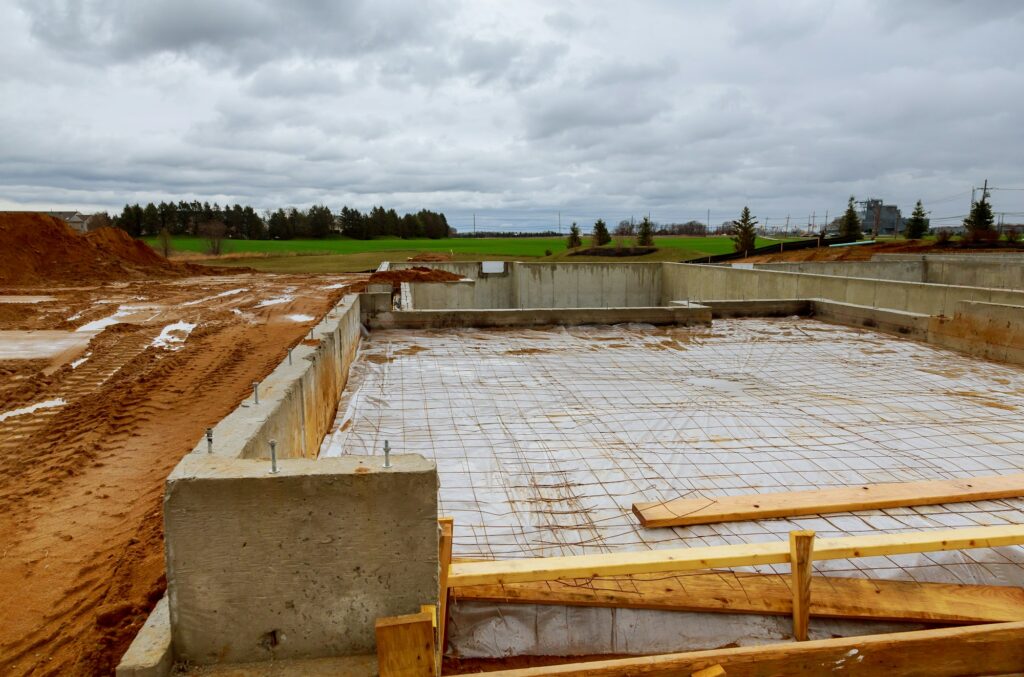 Foundation for a new apartment house building foundation wall